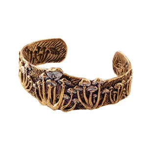 Magic Mushroom Cuff in Bronze with Silver Accents- Narrow