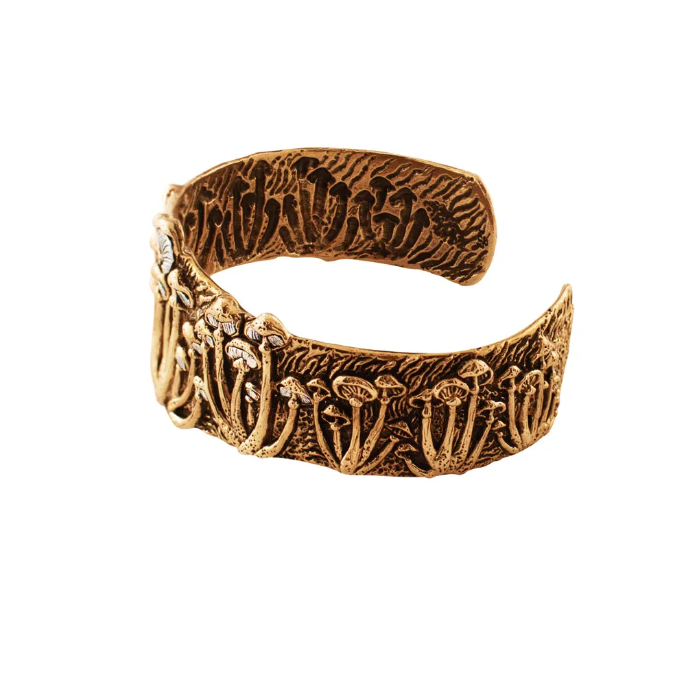 Magic Mushroom Cuff in Bronze with Silver Accents- Narrow