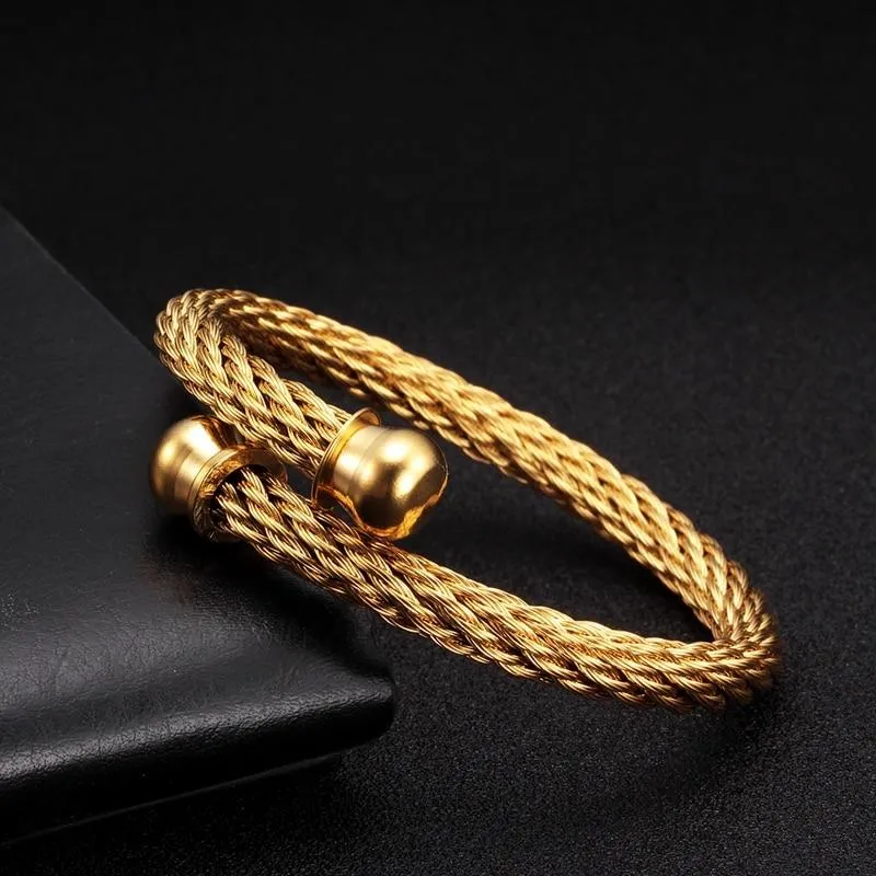 Marcus Minimalist Metal Braided Cuff Bracelet