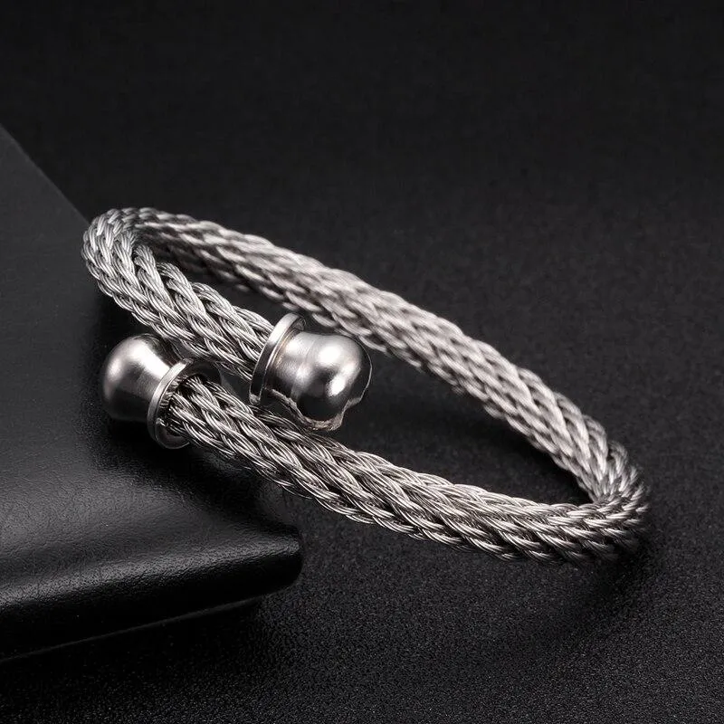 Marcus Minimalist Metal Braided Cuff Bracelet