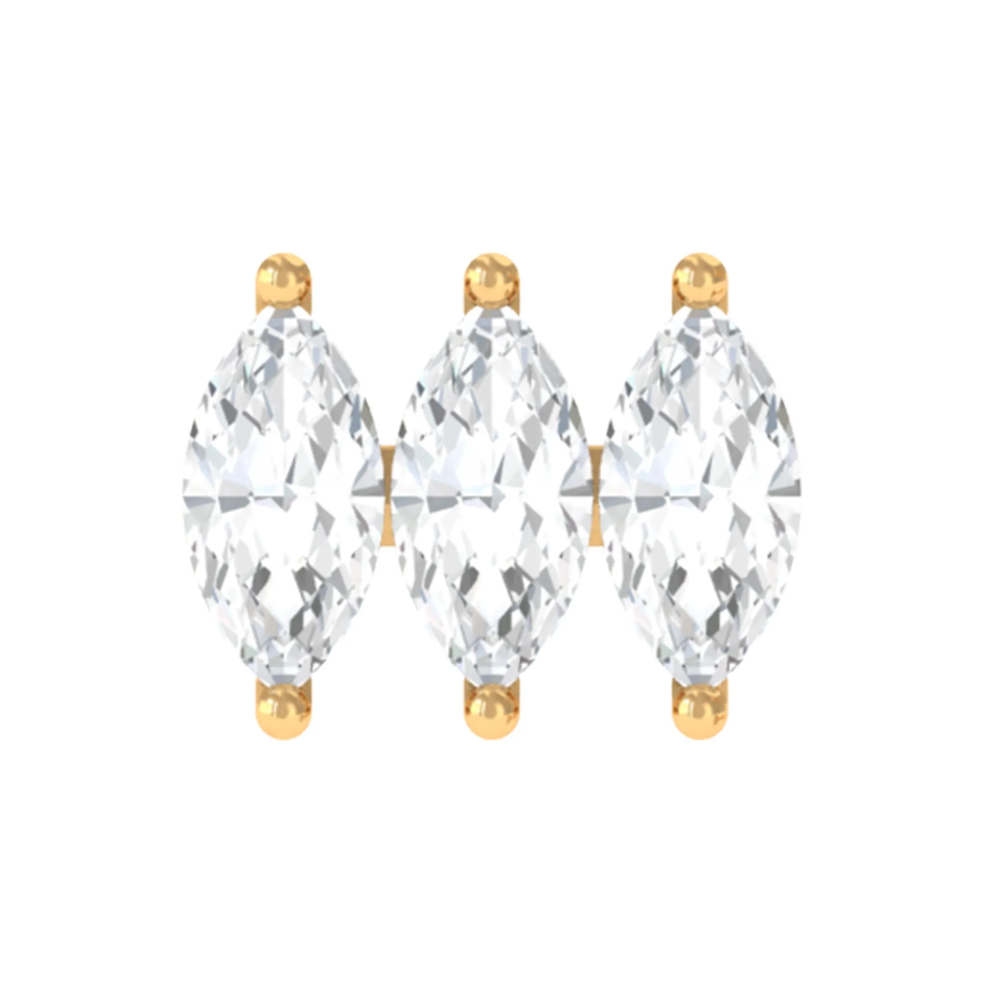 Marquise Moissanite 3 Stone Earring for Helix Piercing