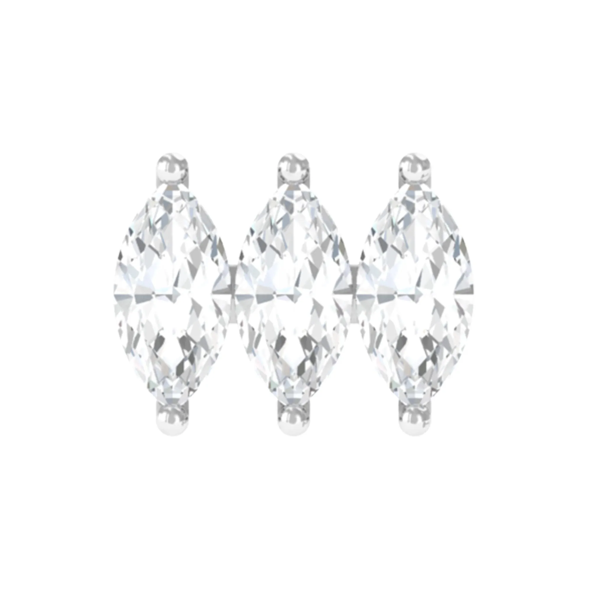 Marquise Moissanite 3 Stone Earring for Helix Piercing