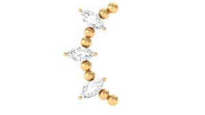 Marquise Moissanite Gold Beaded Crawler Earring