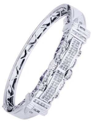 Mens Diamond Bangle White Gold| 2.18 Carats| 35.43 Grams