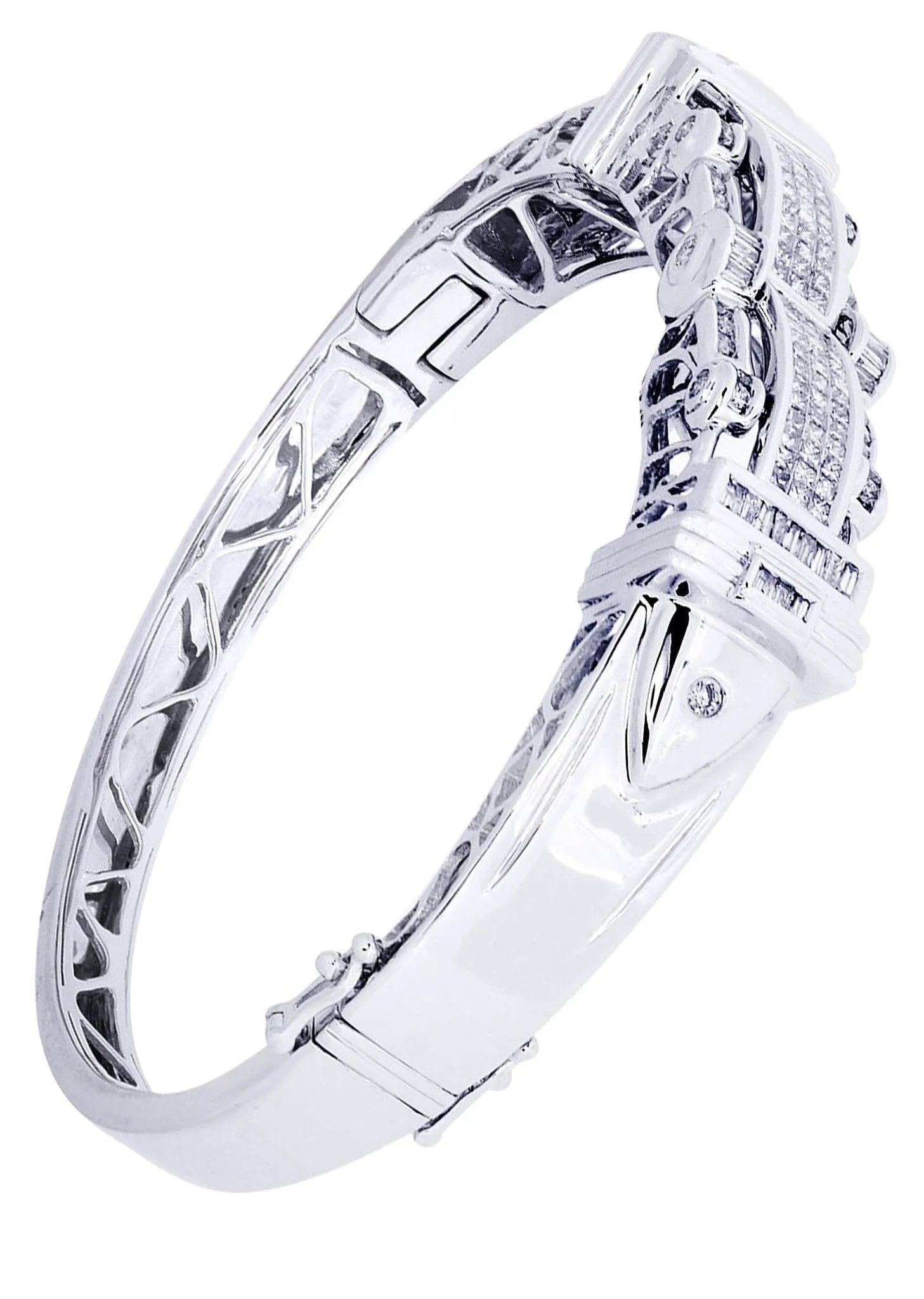 Mens Diamond Bangle White Gold| 2.18 Carats| 35.43 Grams