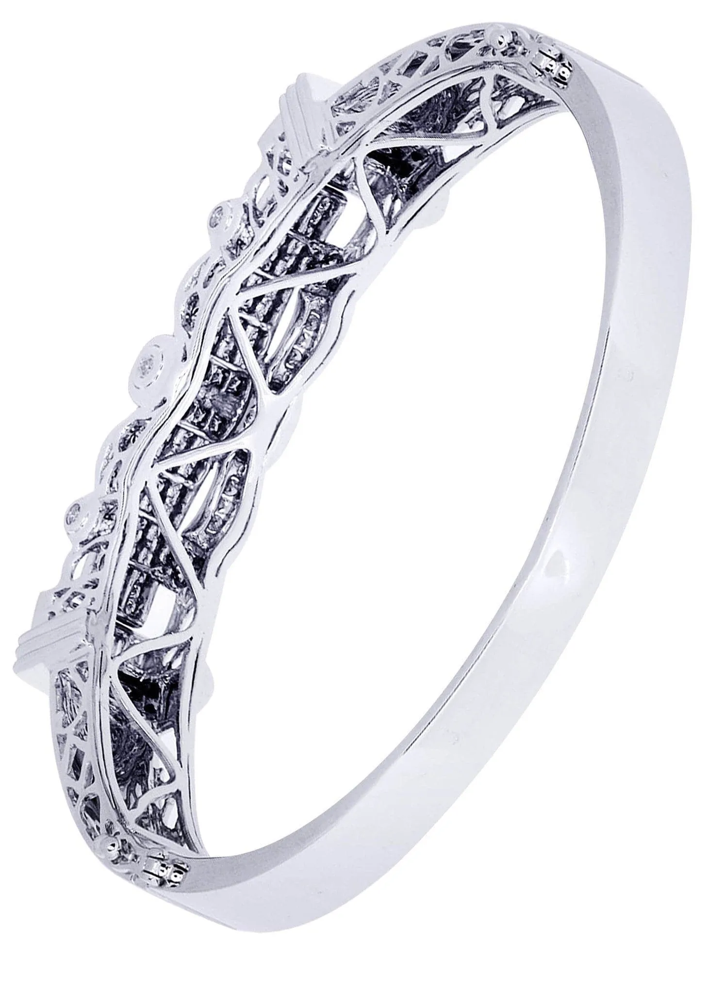 Mens Diamond Bangle White Gold| 2.18 Carats| 35.43 Grams