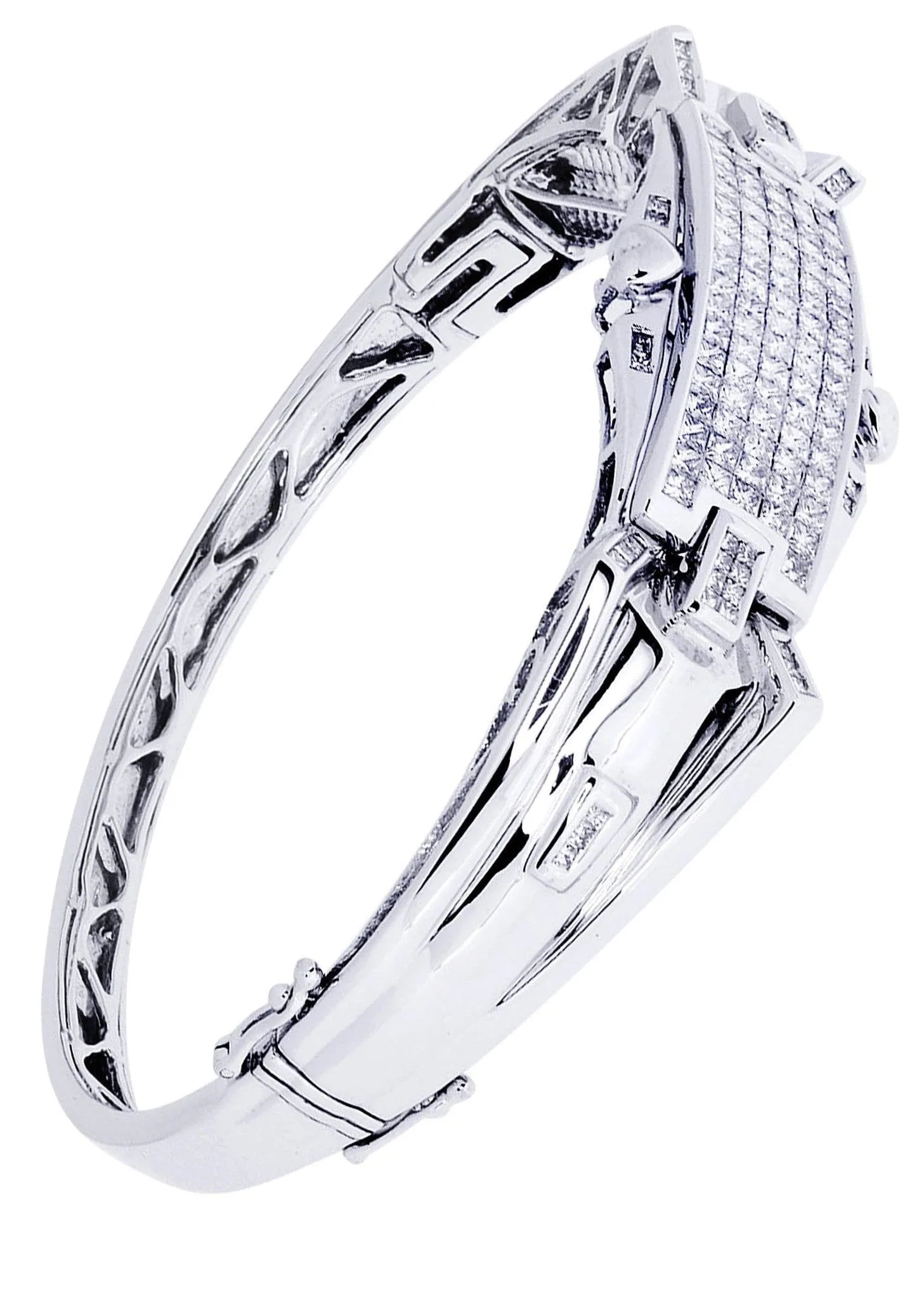 Mens Diamond Bangle White Gold| 3.47 Carats| 31.62 Grams