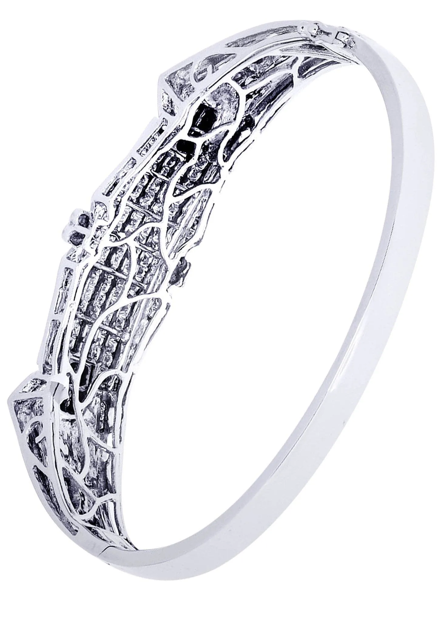 Mens Diamond Bangle White Gold| 3.47 Carats| 31.62 Grams