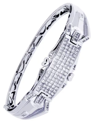 Mens Diamond Bangle White Gold| 3.47 Carats| 31.62 Grams