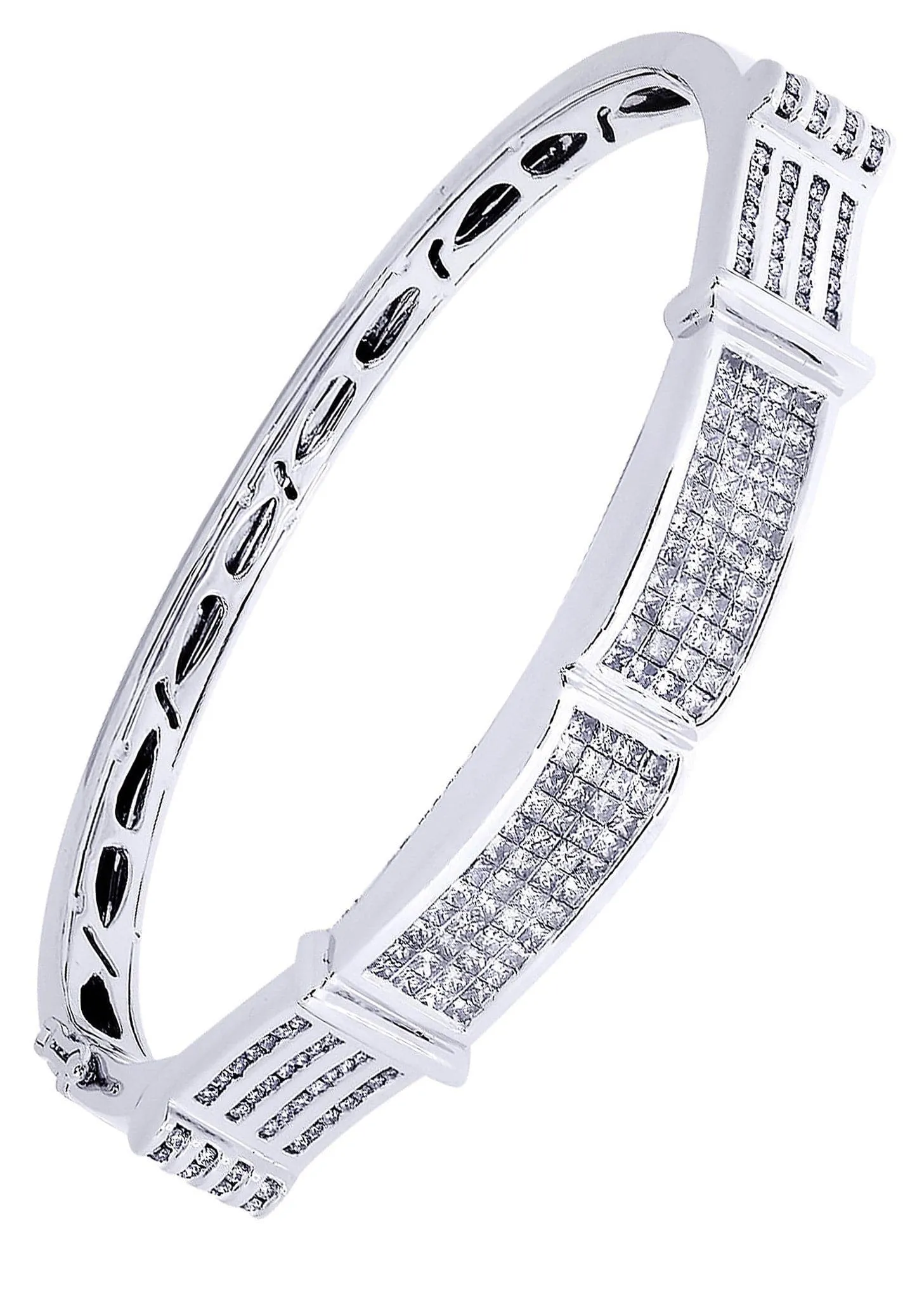 Mens Diamond Bangle White Gold| 3.47 Carats| 40.28 Grams