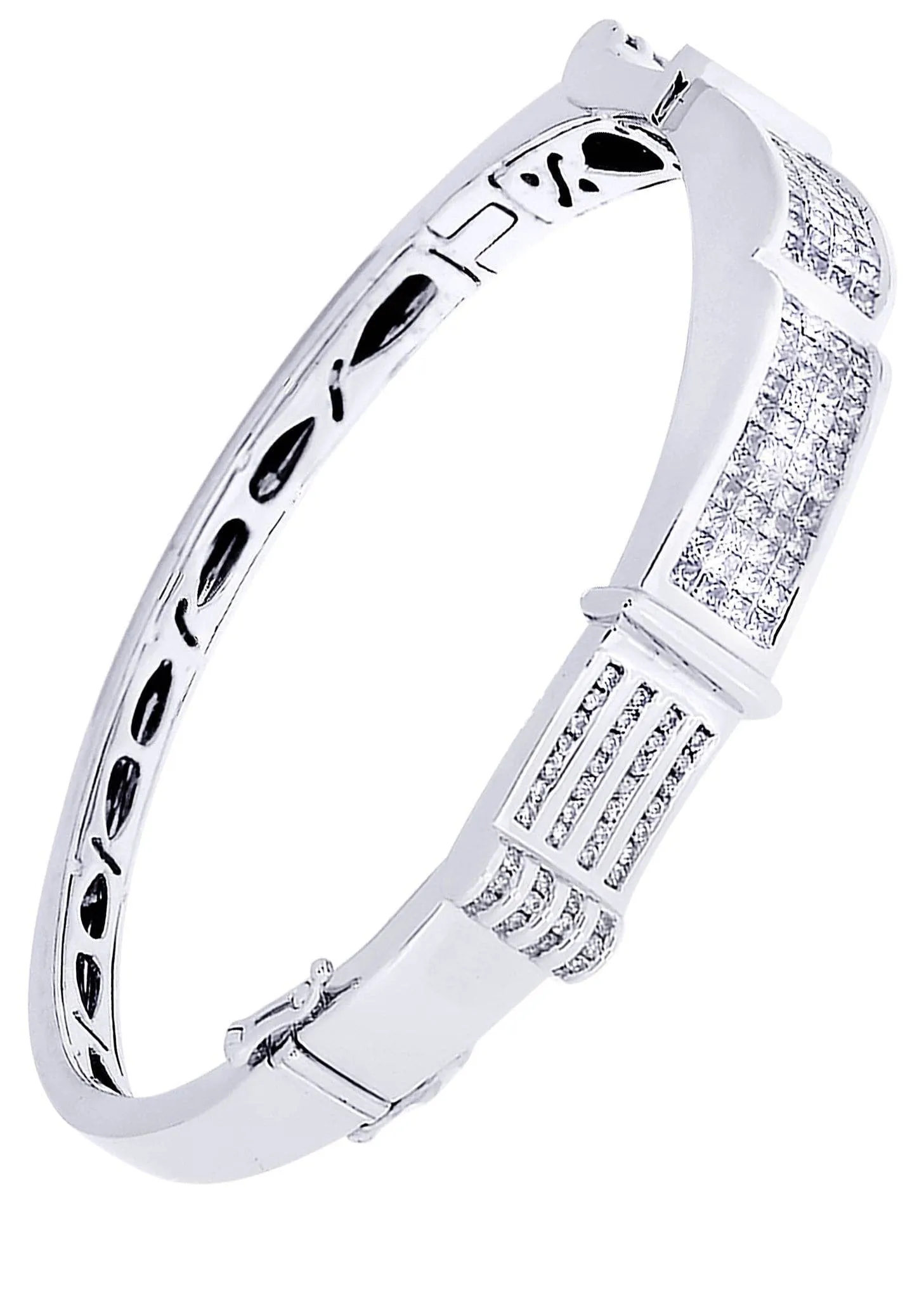 Mens Diamond Bangle White Gold| 3.47 Carats| 40.28 Grams