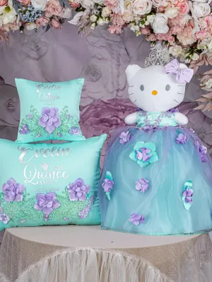 Mint Lilac Quinceanera pillows set and Kitty