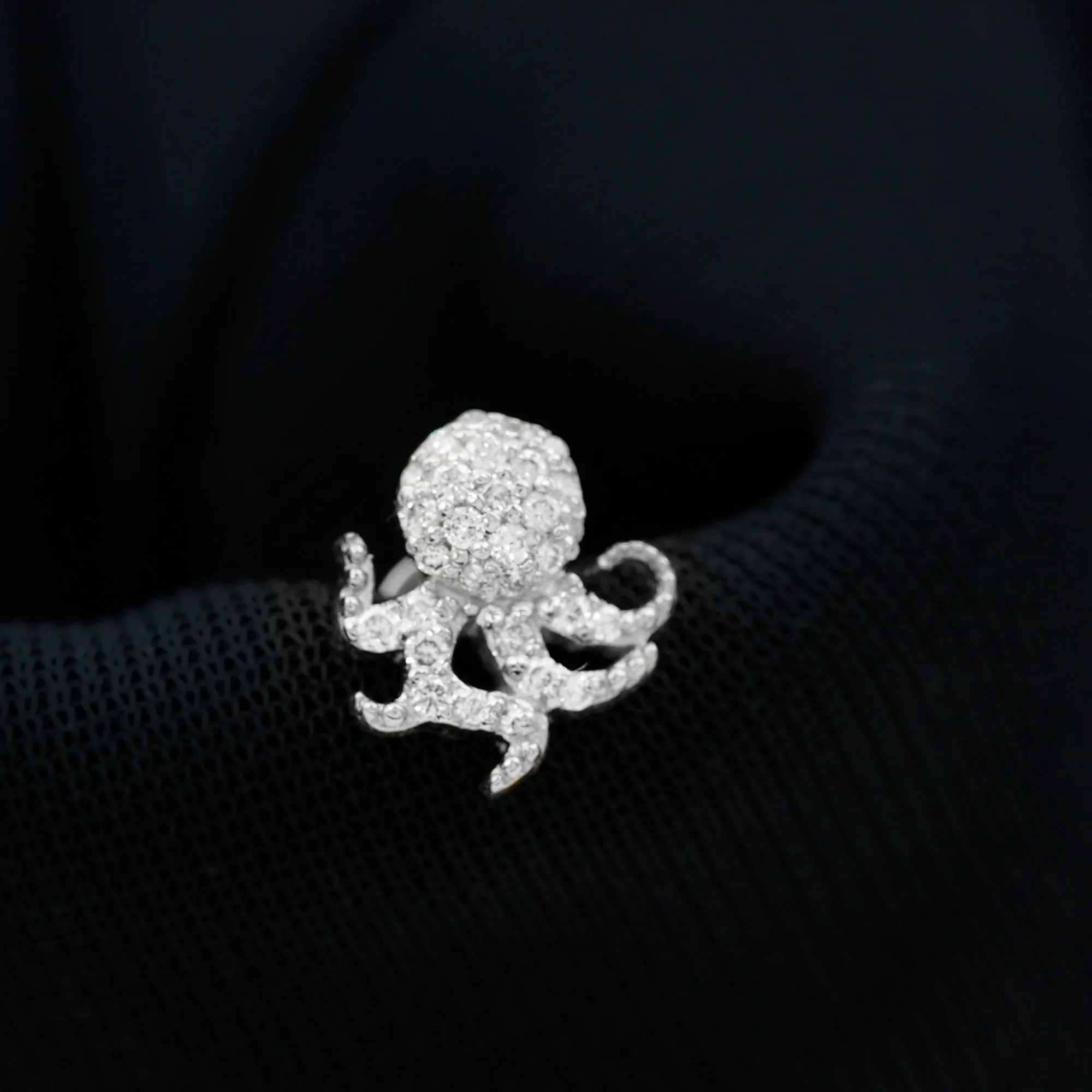 Moissanite Gold Octopus Earring for Cartilage Piercing