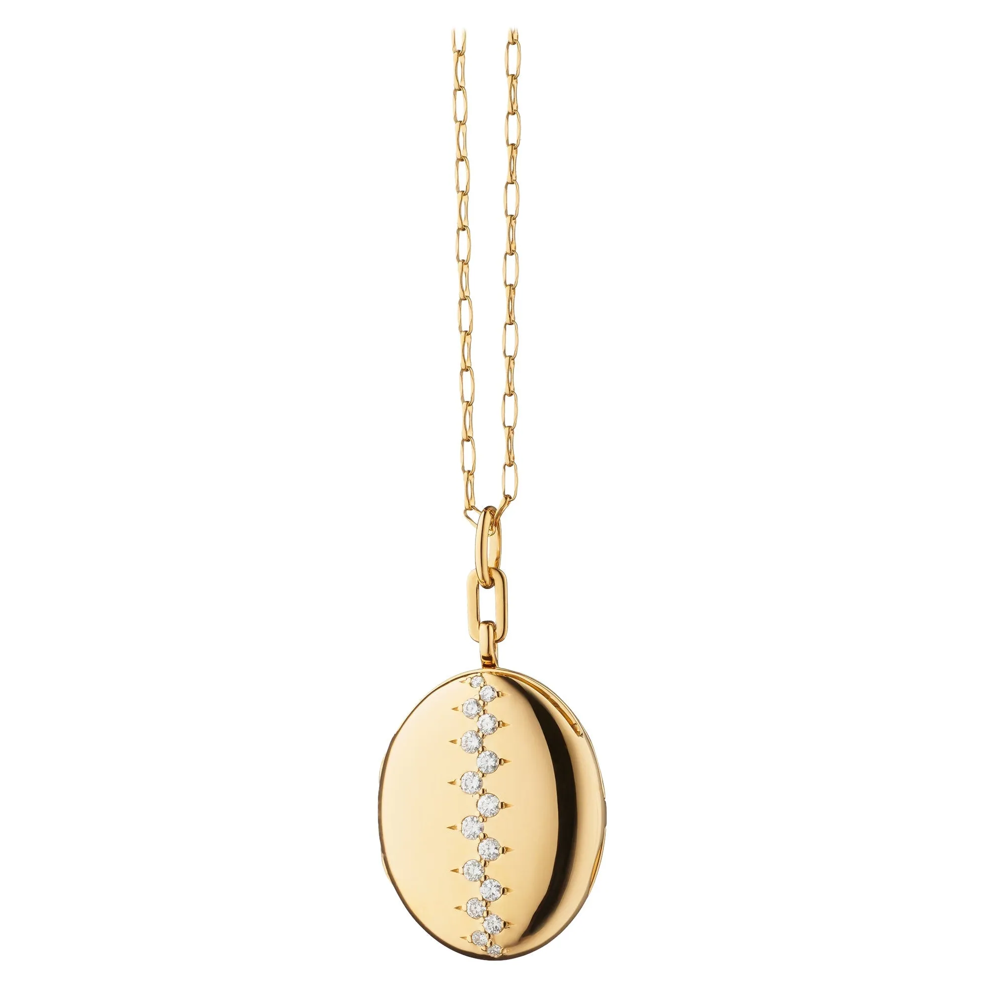 MONICA RICH KOSANN 18K YELLOW GOLD OVAL NECKLACE WITH SCATTERED DIAMONDS