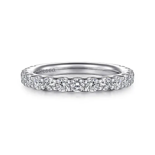 Montreal - 14K White Gold Shared Prong Diamond Wedding Band - 1 ct