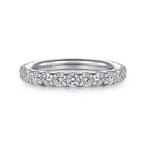 Montreal - 14K White Gold Shared Prong Diamond Wedding Band - 1 ct