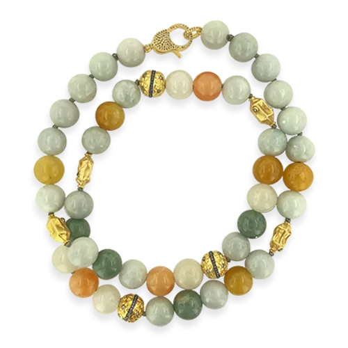 Multi-color Jade Bead Necklace