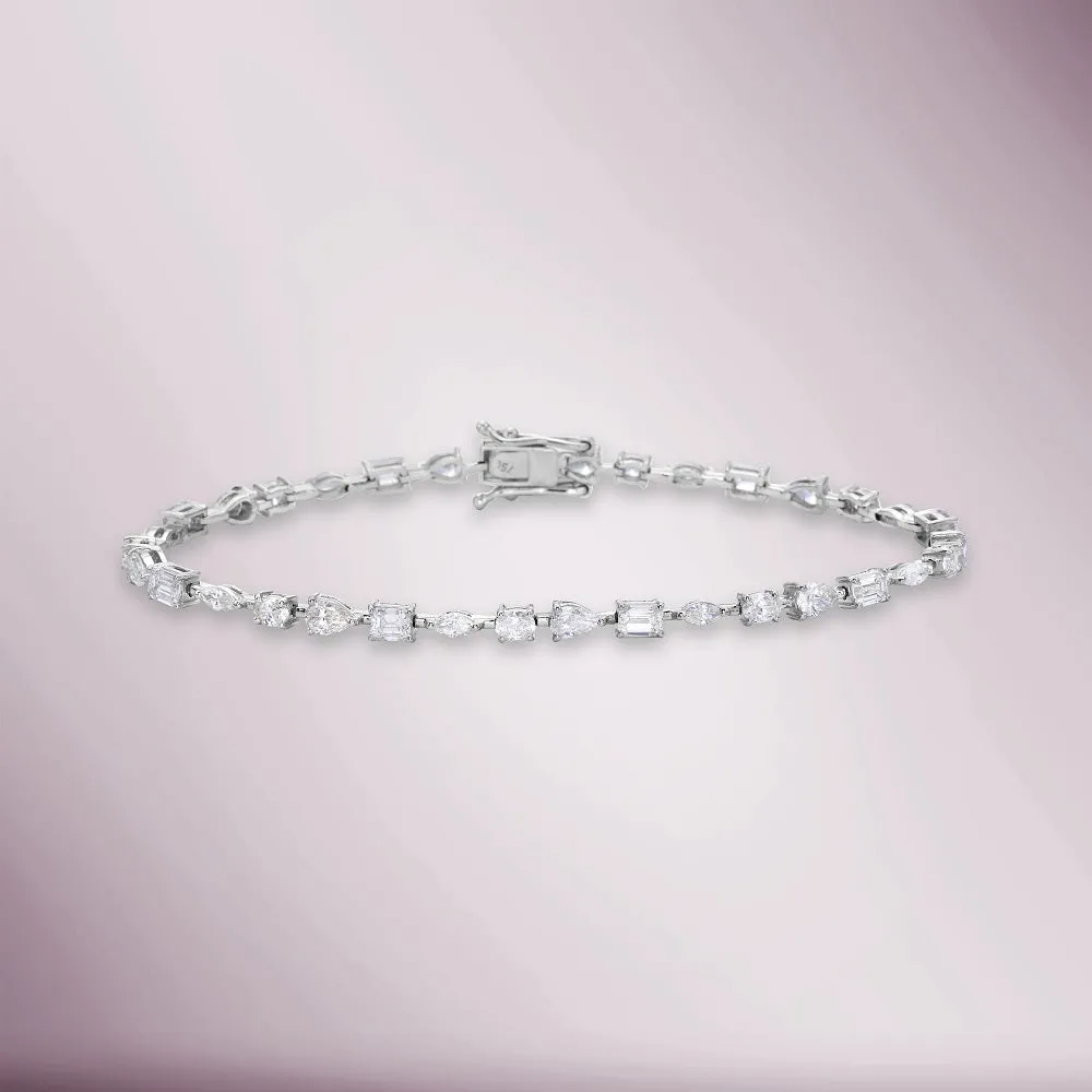 Multi Shape Diamond Bracelet (3.80 ct.) 18K Gold