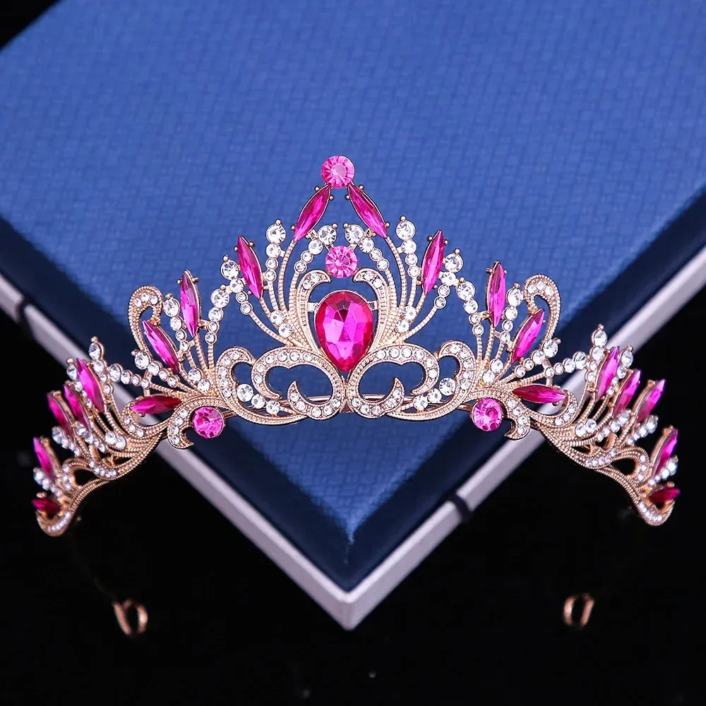 Multicolor Crystal Party Tiara Crown Hair Accessories For Women