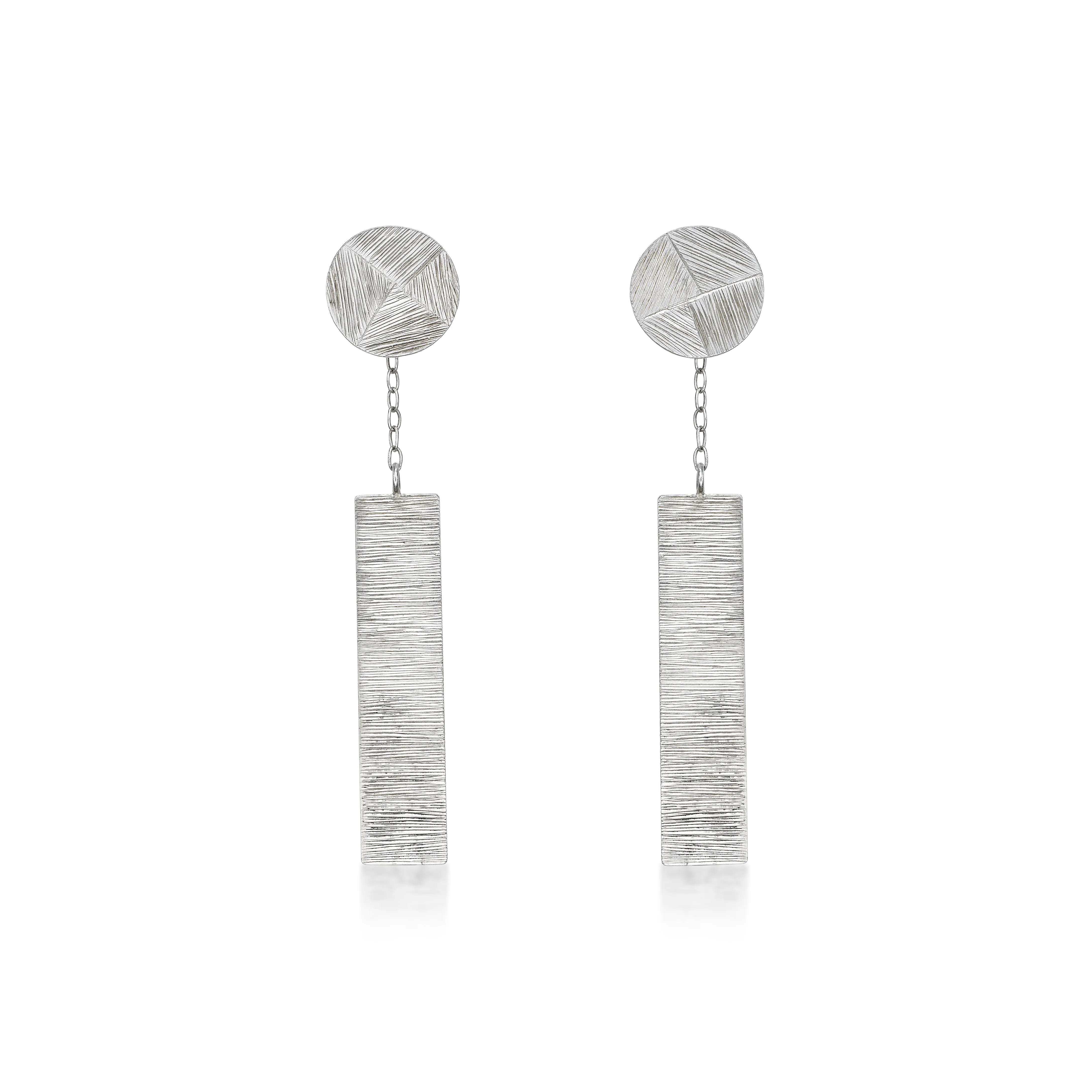 Natalie Wong- Geometric Shapes Dangle  Earrings with Hand Engraving