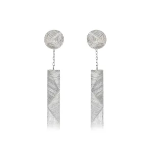 Natalie Wong- Geometric Shapes Dangle  Earrings with Hand Engraving