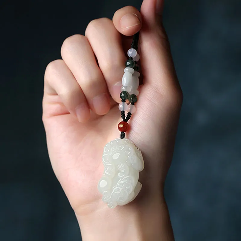 Natural Hetian Jade Pixiu「Fortune and Prosperity」Pendant Jade Necklace for Men and Women Chinese Jewelry Gift