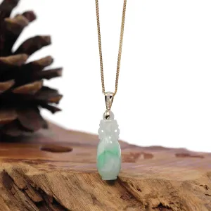 Natural Jadeite Jade Lucky Bottle Necklace with 14k Yellow Gold Bail