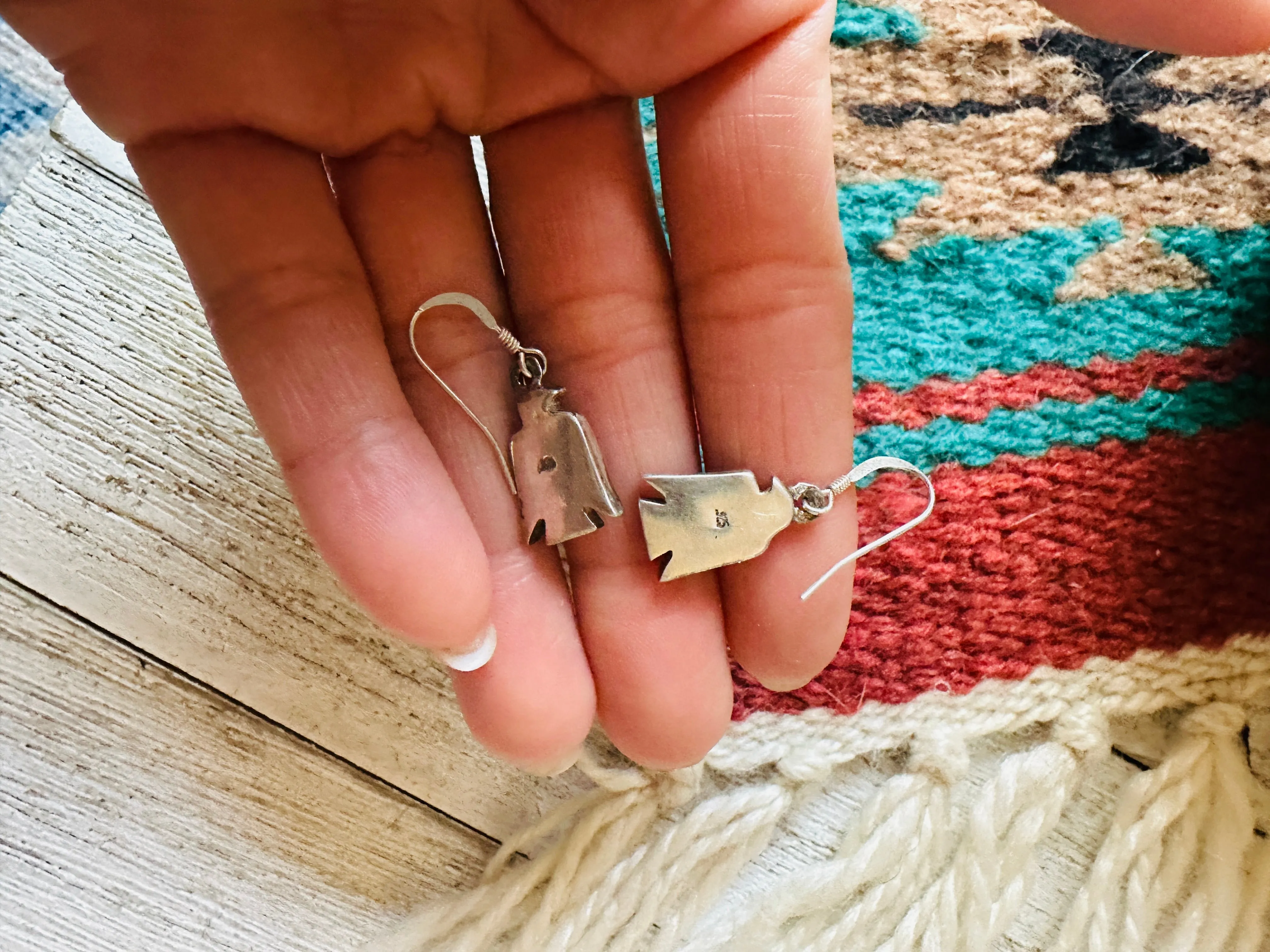 Navajo Sterling Silver & Multi Stone Thunderbird Dangle Earrings