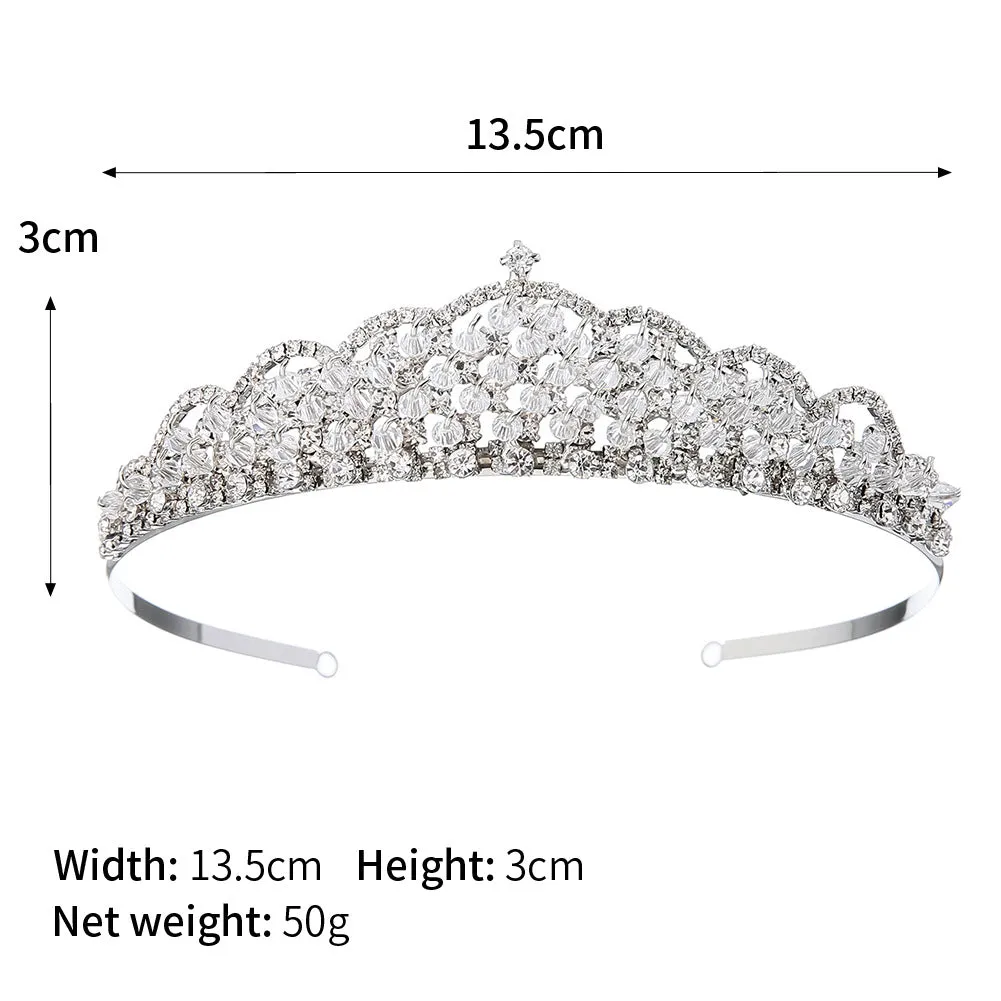 New bridal tiara crystal crown necklace earrings three-piece set wedding accessories jewelry crown set