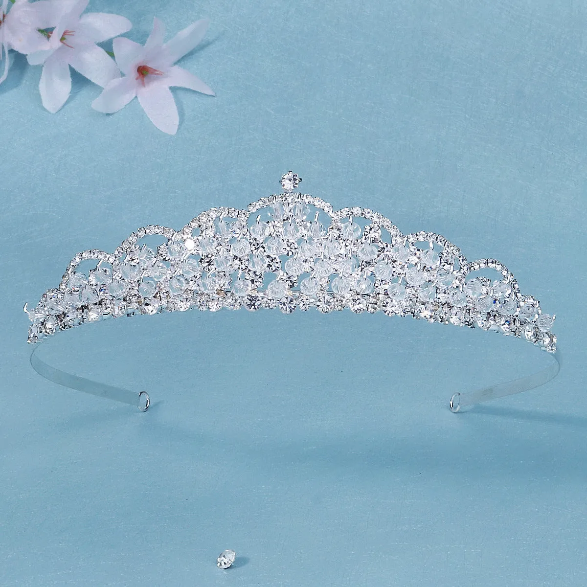 New bridal tiara crystal crown necklace earrings three-piece set wedding accessories jewelry crown set