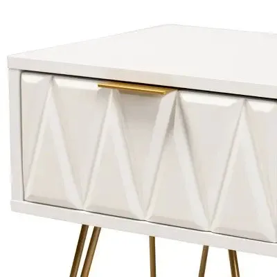 Open Box - Holbrook Wood and Metal 1 Drawer End Table White - Baxton Studio