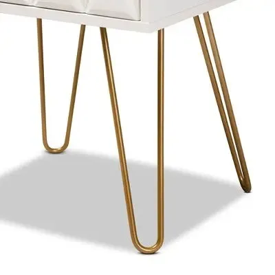 Open Box - Holbrook Wood and Metal 1 Drawer End Table White - Baxton Studio