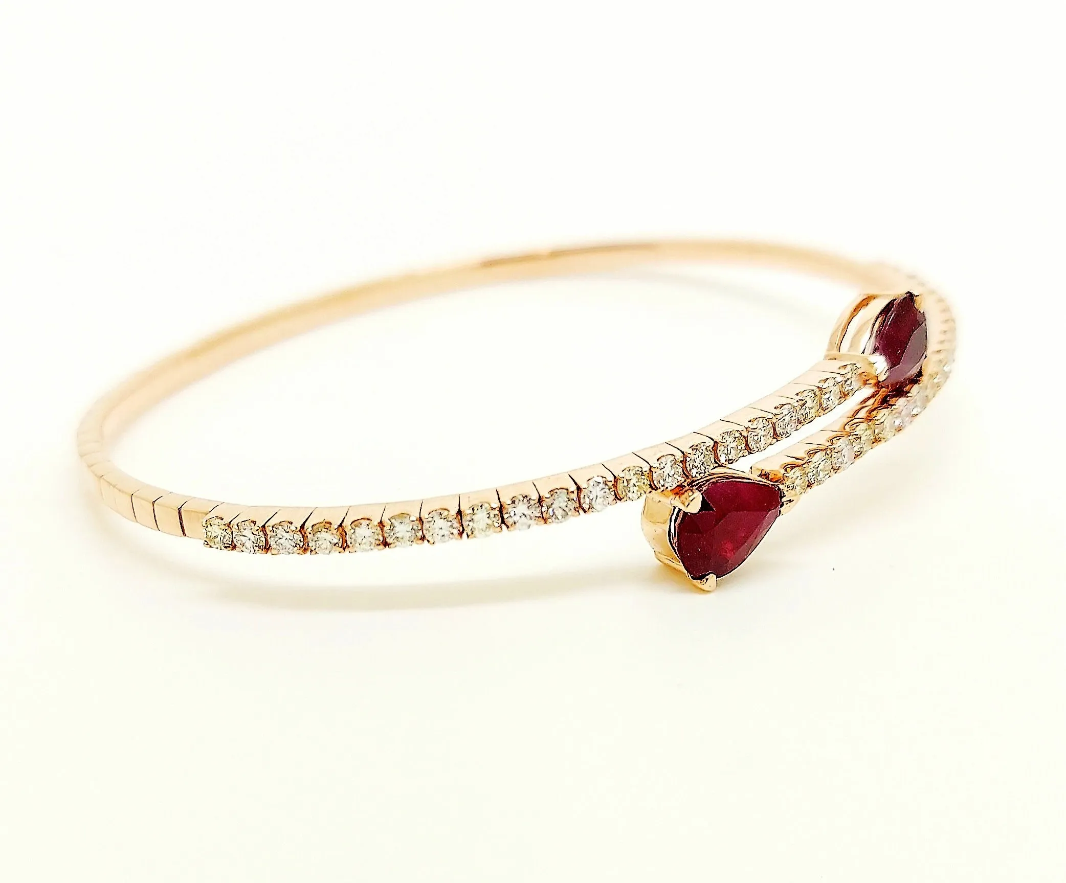 OPEN TWISTED CUFF BRACELET RUBY AND DIAMOND AD NO. 2649