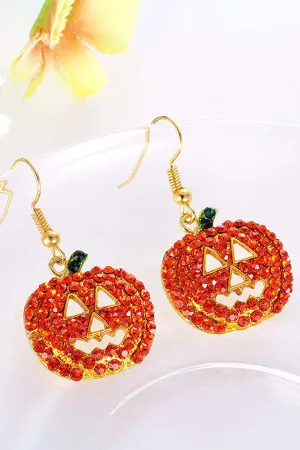 Orange Rhinestone Pumpkin Earrings