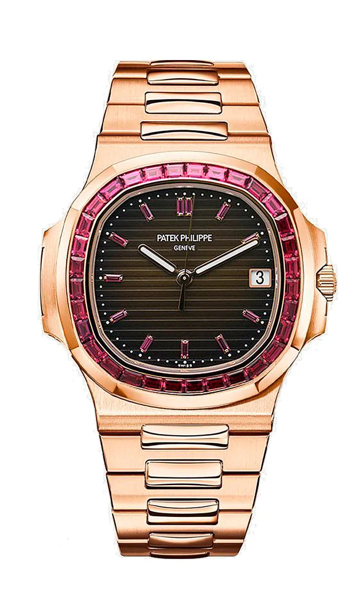 patek philippe nautilus rose gold ruby bezel ref. 5723/112r-001