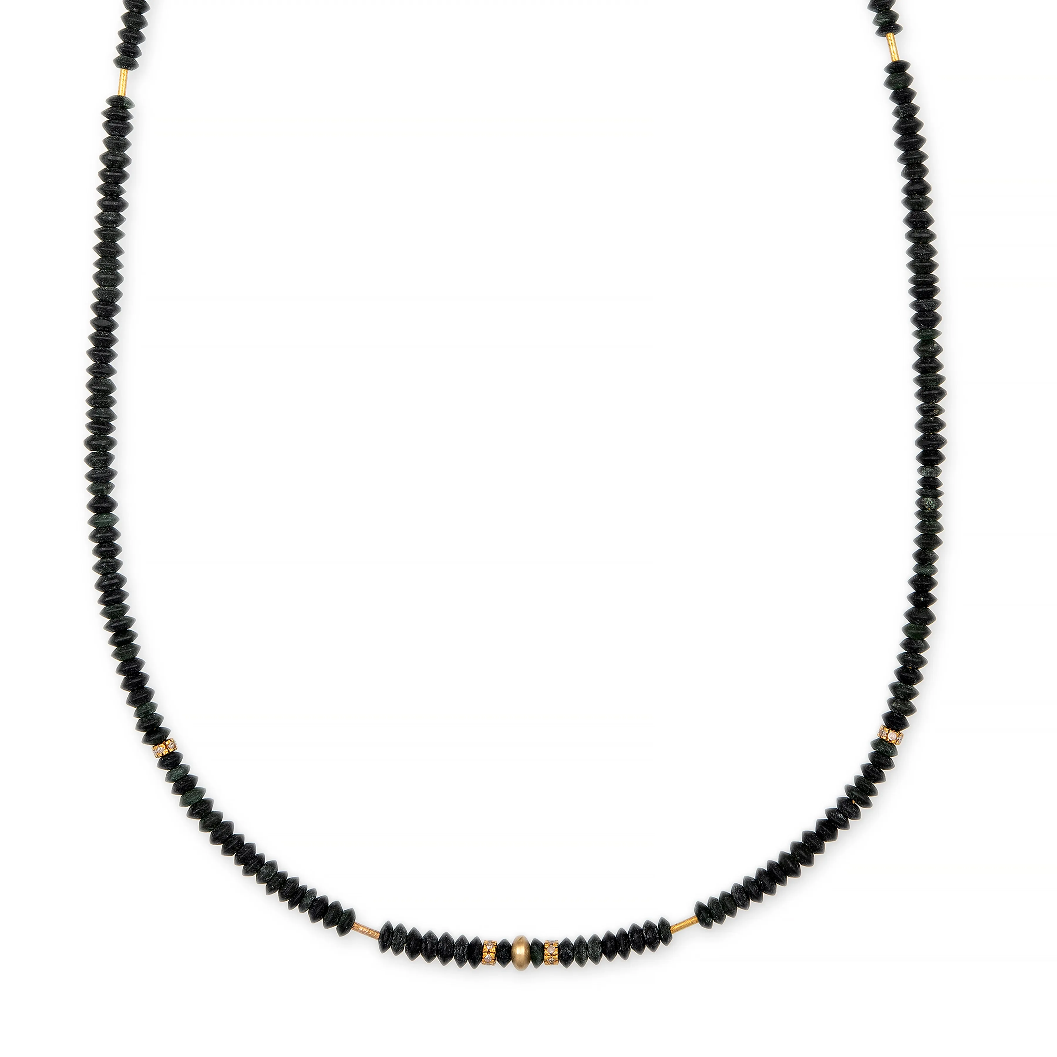 PAVE   GOLD AND BLACK JADE BEADED TOGGLE NECKLACE