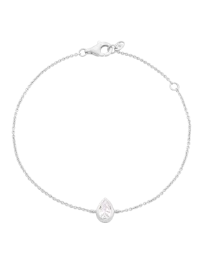 Pear Solitaire Diamond Bracelet - 925 Sterling Silver