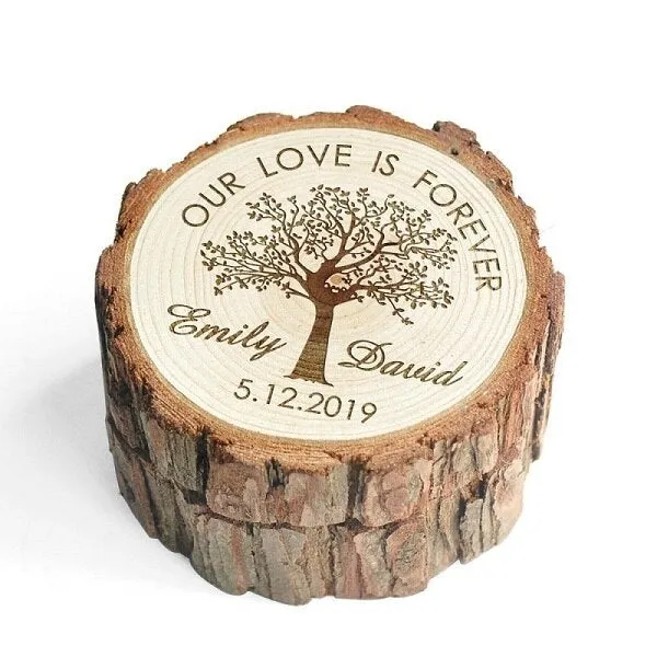 Personalized Rustic Ring Box, Custom Engraving Ring Box  Bridal Gift Wedding Decor