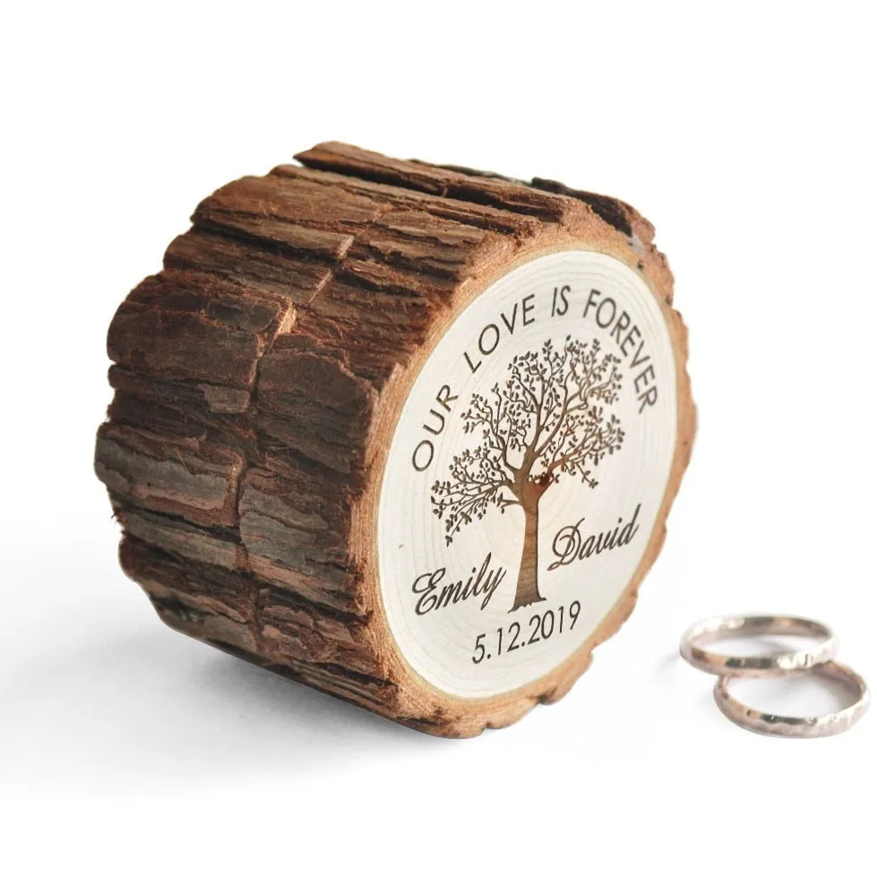 Personalized Rustic Ring Box, Custom Engraving Ring Box  Bridal Gift Wedding Decor