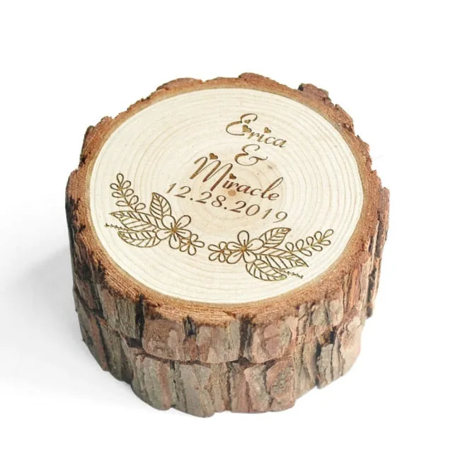 Personalized Rustic Ring Box, Custom Engraving Ring Box  Bridal Gift Wedding Decor