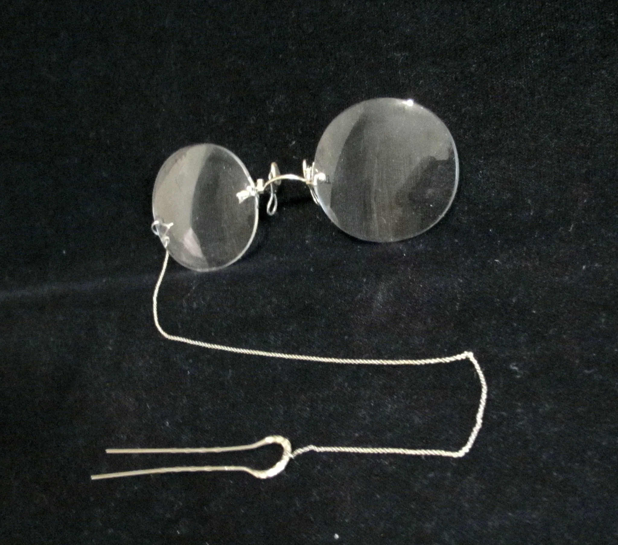 Pince Nez Eyeglasses Victorian Spectacles 14K White Gold 1800s SHUR-ON Ladies Glasses With Hairpin & Case Excellent Condition