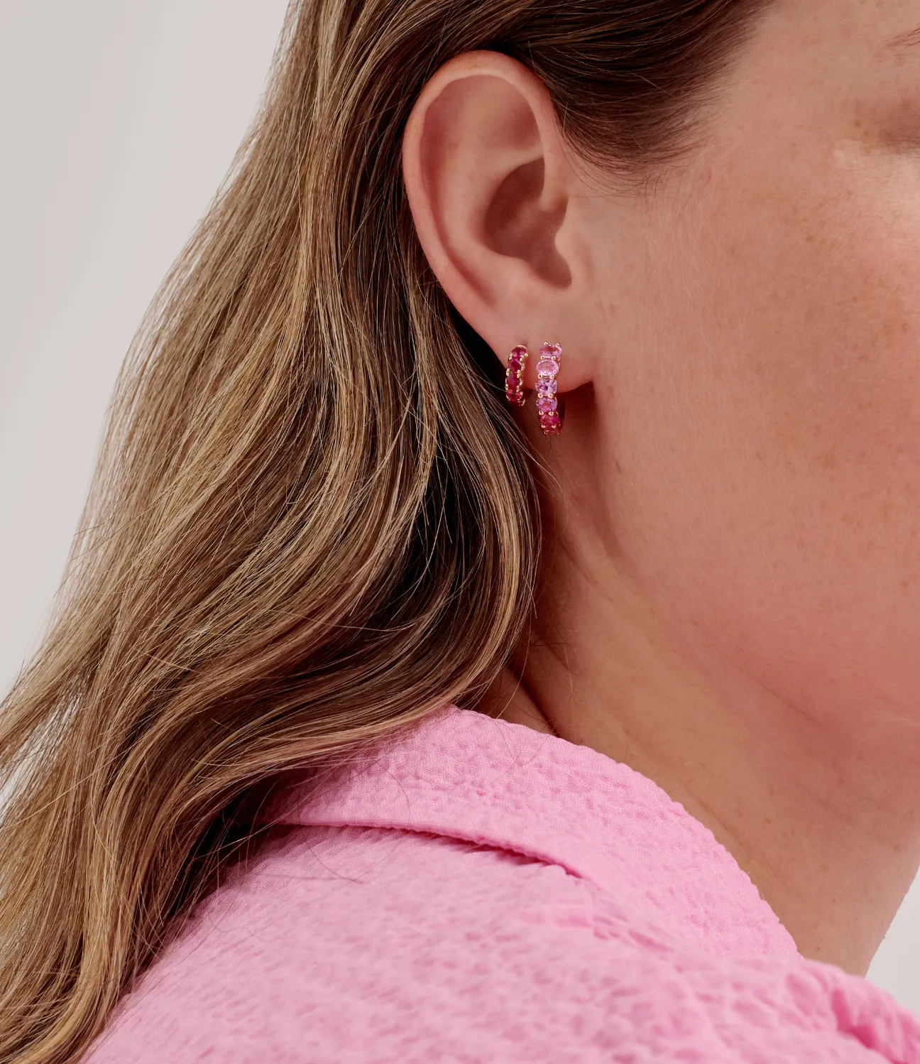 Pink Sapphire Chunko Hoop Earrings