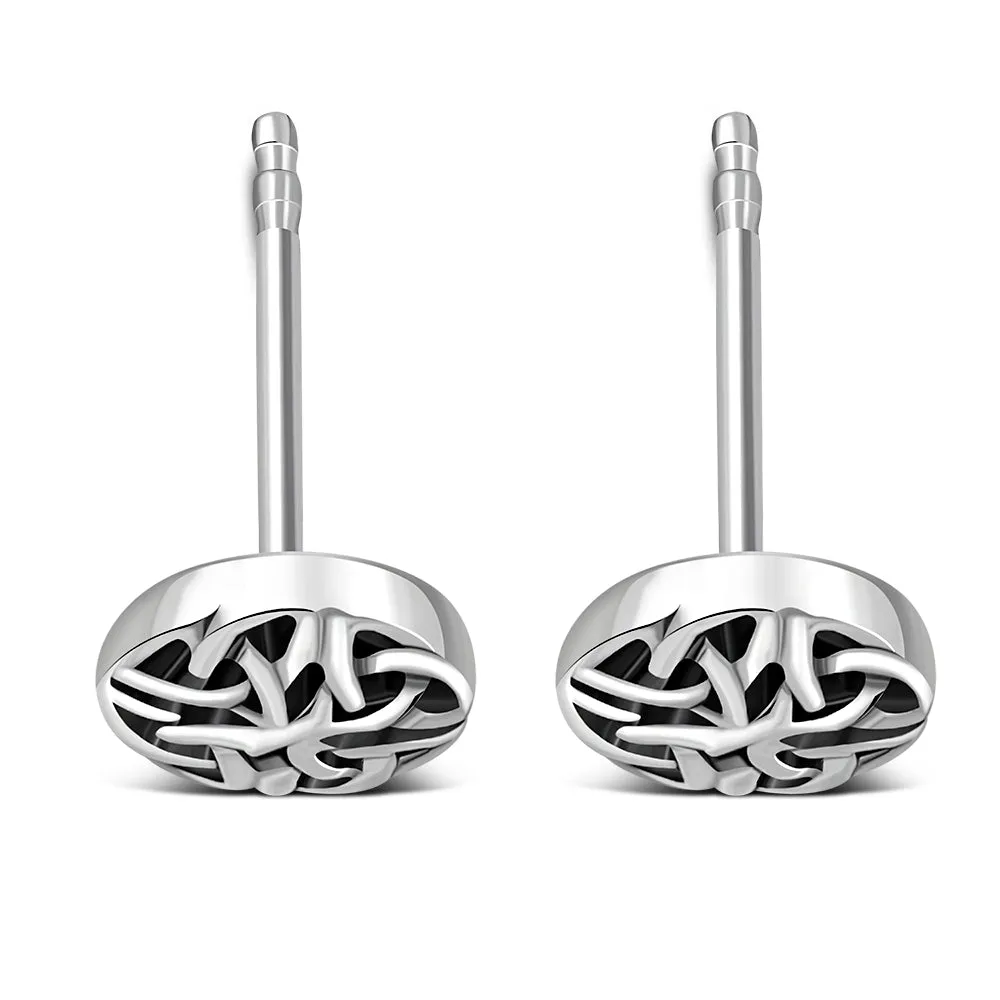 Plain Silver Trinity knot Stud Earrings