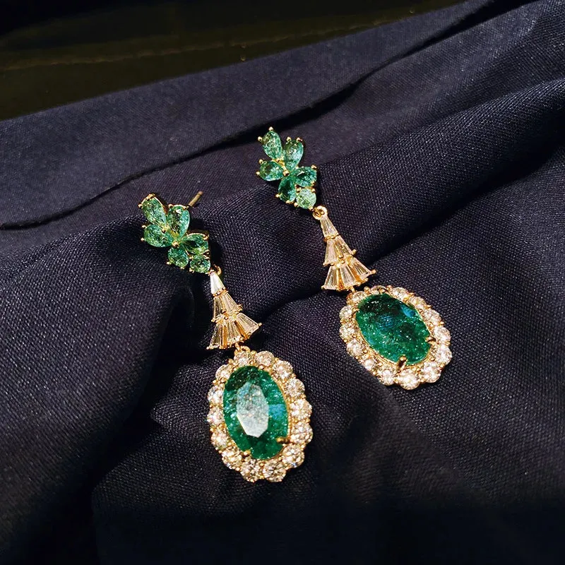 Pre Order:  Green Broken Cubic Zirconia Earrings