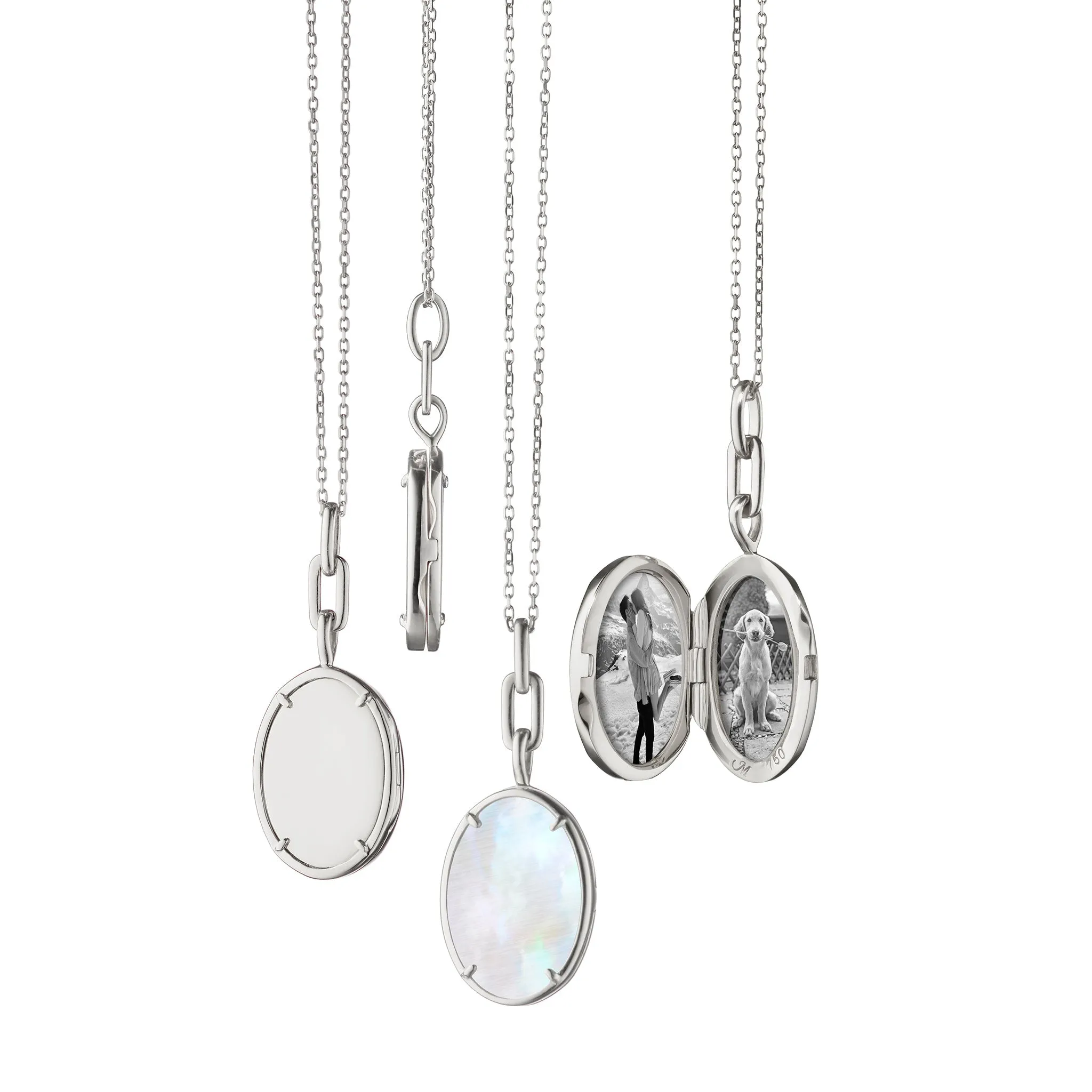 "ELLE" STONE SLIM 18K WHITE GOLD LOCKET NECKLACE