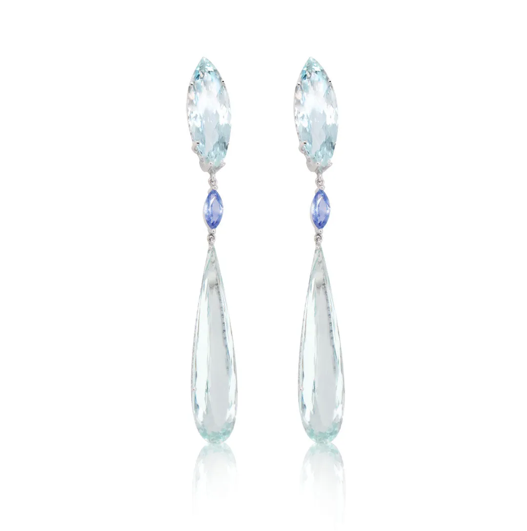 "Flowers Sun" Aquamarine Earrings