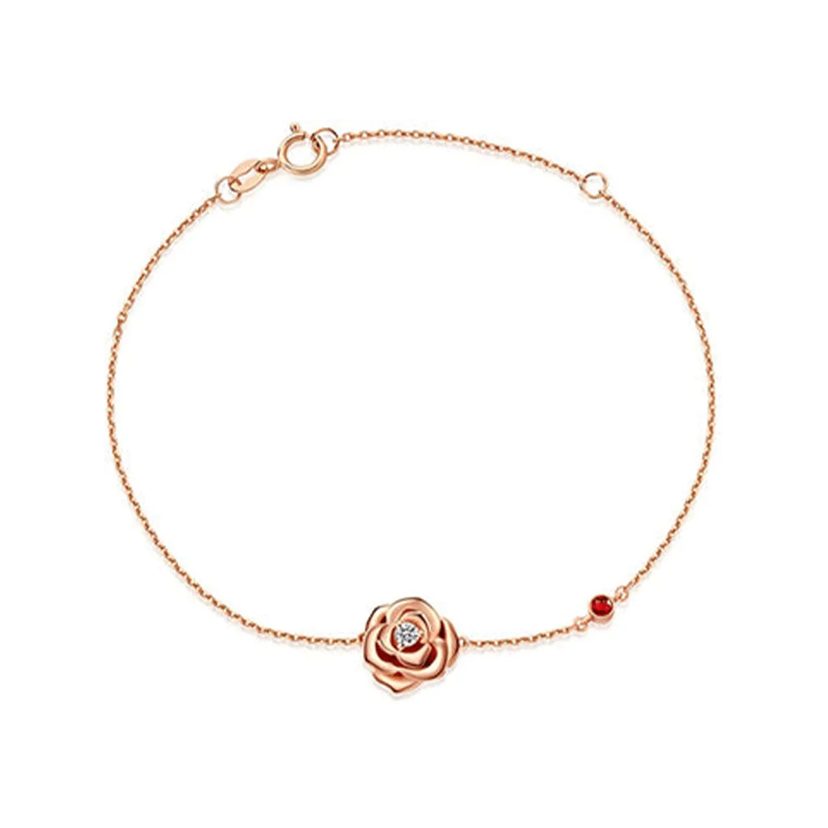 "My Rose" Flower Ruby 14K Rose Gold Bracelet