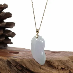 "Shou Tao" (Longevity Peach) Natural Ice Lavender Jadeite Jade, Necklace With 14k Yellow Gold Bail