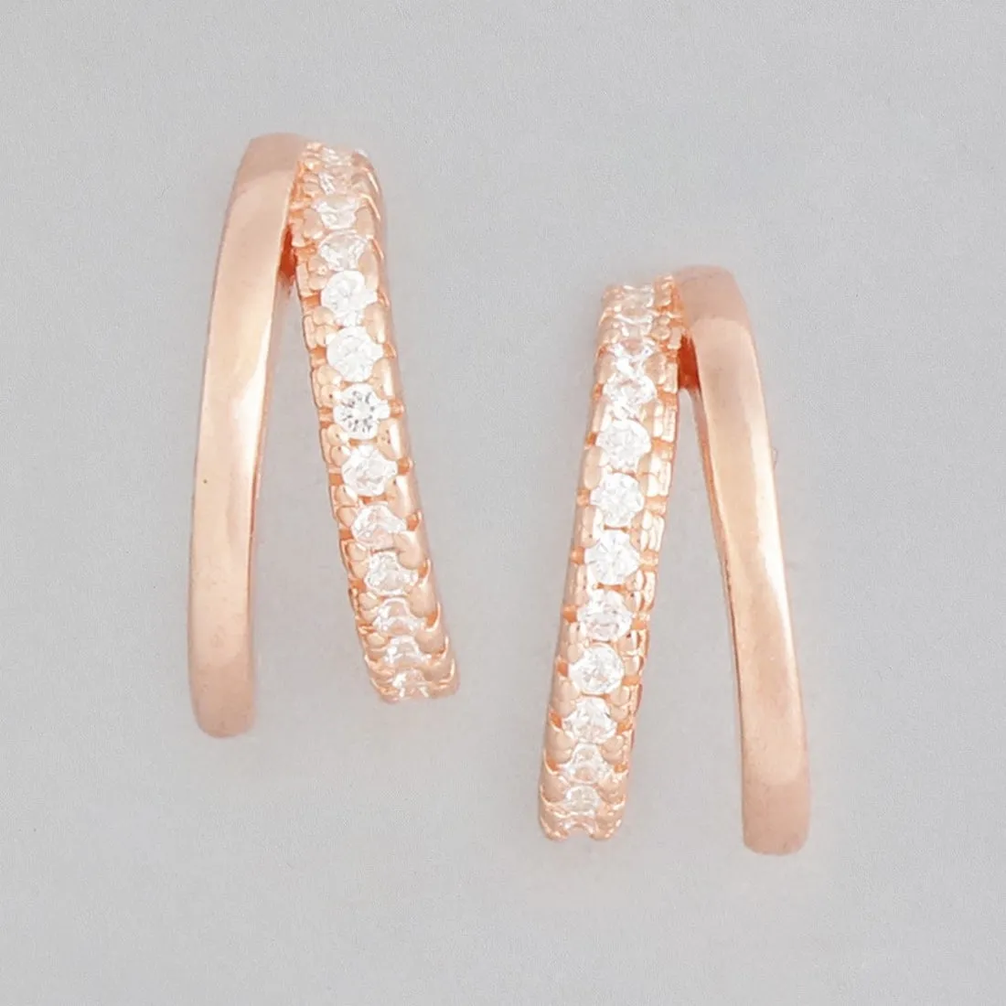 Radiant Rose Gold Allure One-Line CZ 925 Sterling Silver Earrings