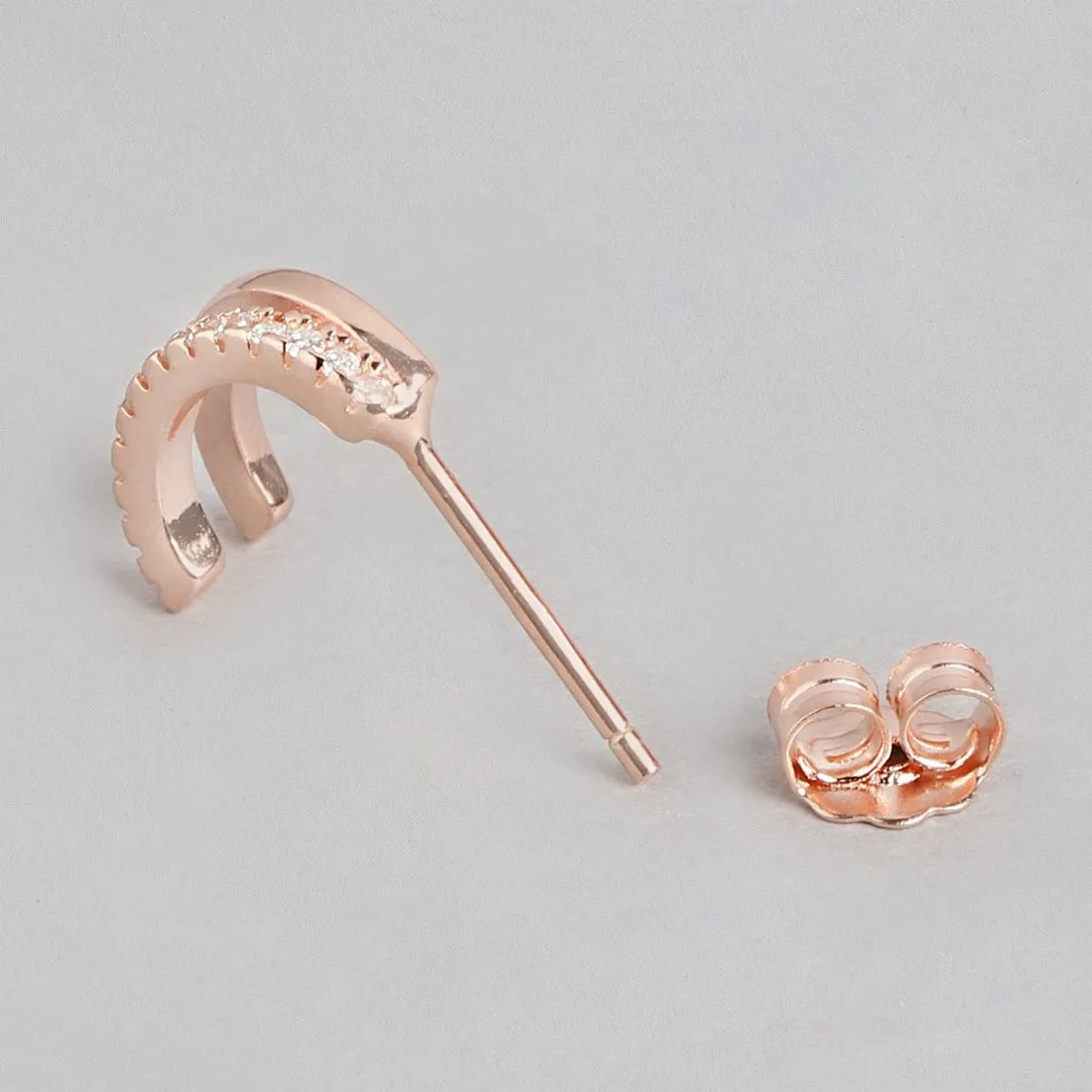 Radiant Rose Gold Allure One-Line CZ 925 Sterling Silver Earrings